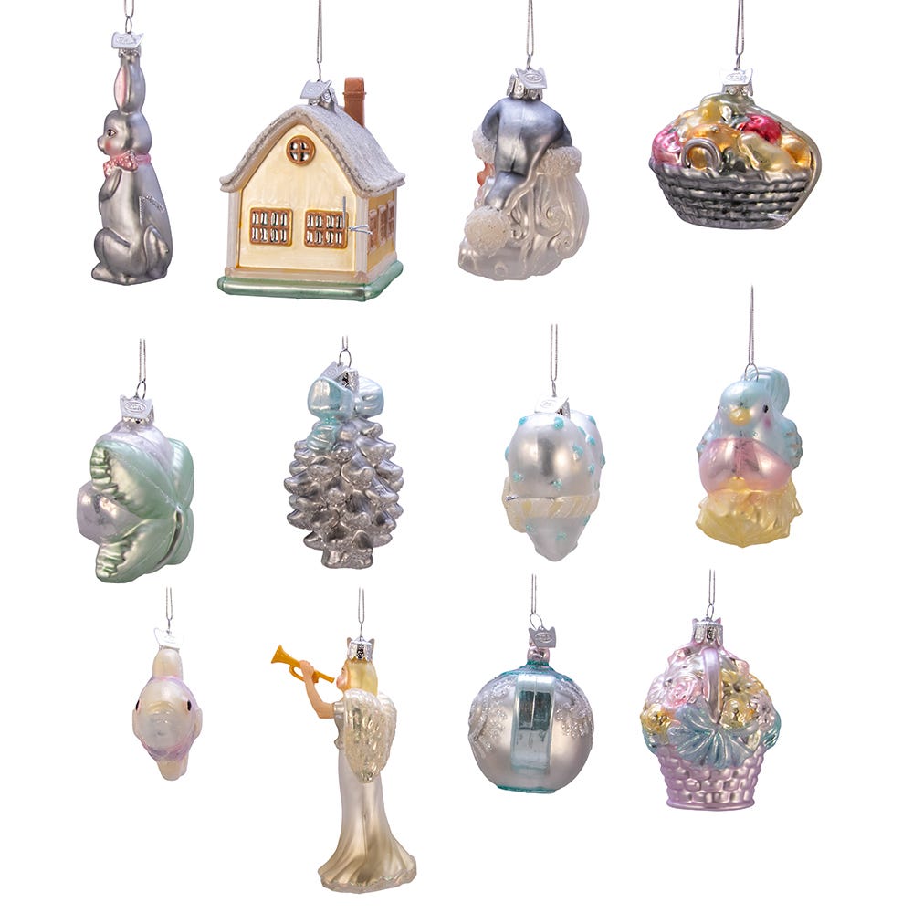 Kurt Adler 3-4.375-Inch Noble Gems™ Newlywed's Glass Tree Box, Set of 12